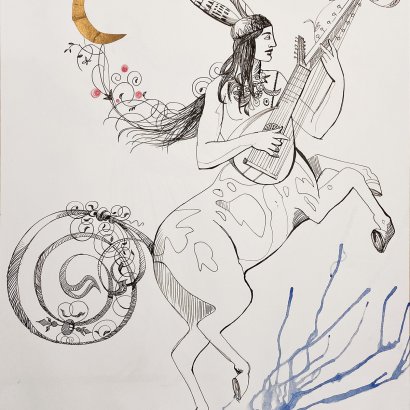 The centaur. Mixed media on paper. 70x50 cm.